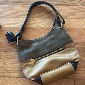 Two-Tone Leather Shoulder Bag